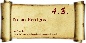 Anton Benigna névjegykártya